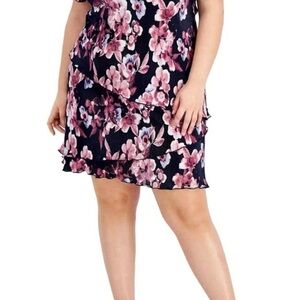 Connected Apparel Pink and White Ruffled Dress